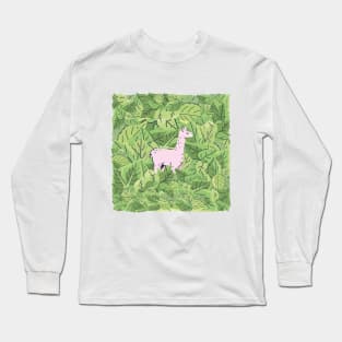 Alpaca in Leaves Long Sleeve T-Shirt